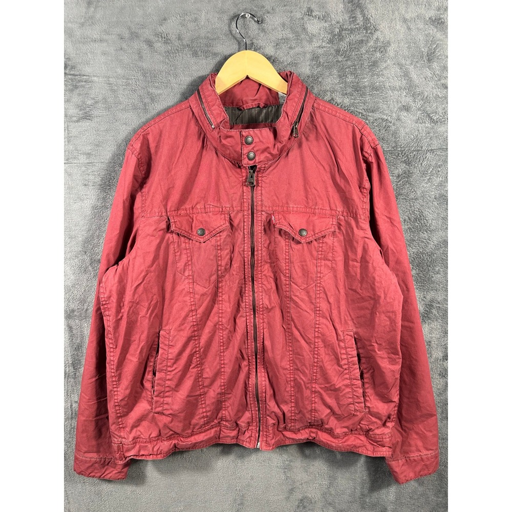 Levi Strauss & Co. Mens Red Cotton Nylon Field Jacket Full Zip Size G LM8RC189